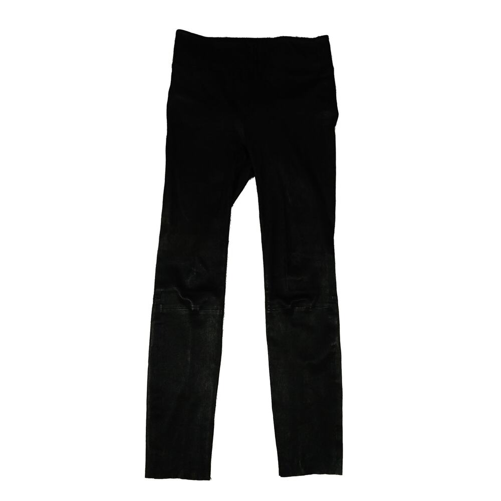 SPRWMN Black Leather Stretch Skinny Crop Ankle Dress Pant Womens Large